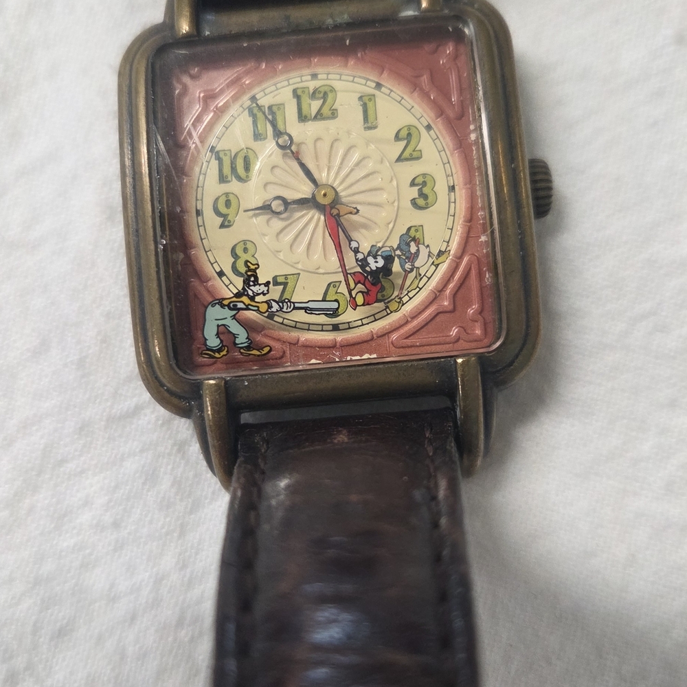 Disney Vintage Style Watch with Brown Strap